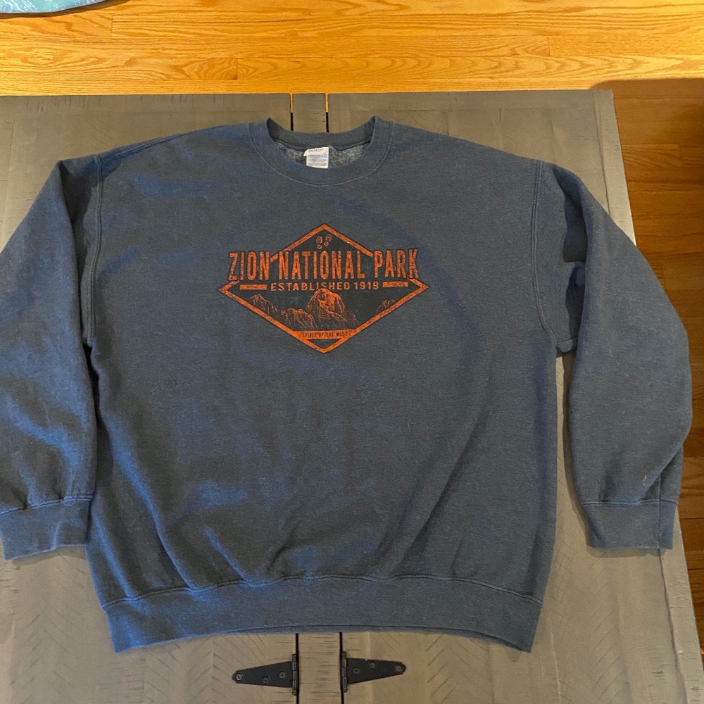 Gray Zion National Park Crew Neck Sweatshirt